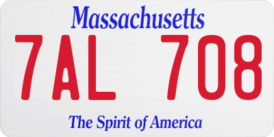 MA license plate 7AL708