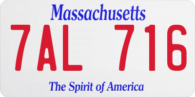 MA license plate 7AL716