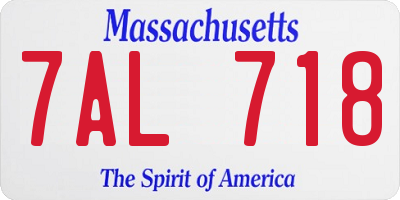 MA license plate 7AL718