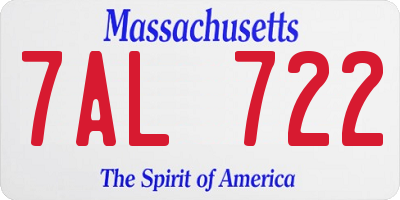 MA license plate 7AL722