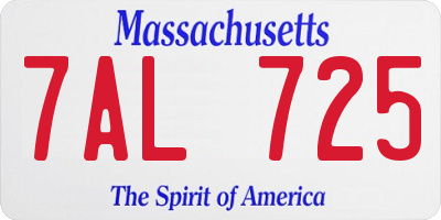 MA license plate 7AL725