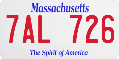 MA license plate 7AL726