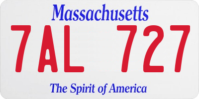 MA license plate 7AL727