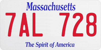 MA license plate 7AL728