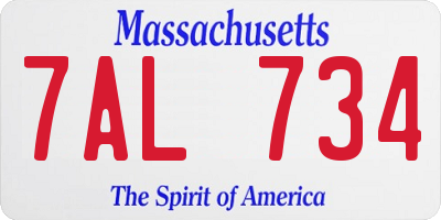MA license plate 7AL734