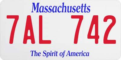 MA license plate 7AL742