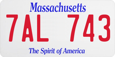 MA license plate 7AL743