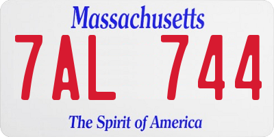 MA license plate 7AL744