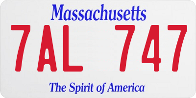 MA license plate 7AL747