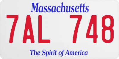 MA license plate 7AL748