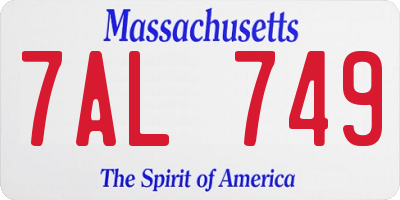 MA license plate 7AL749