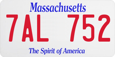 MA license plate 7AL752