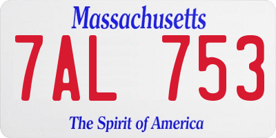 MA license plate 7AL753