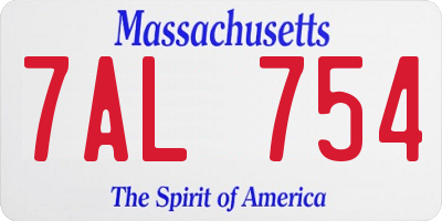MA license plate 7AL754