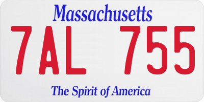 MA license plate 7AL755