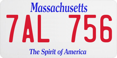 MA license plate 7AL756