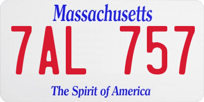 MA license plate 7AL757