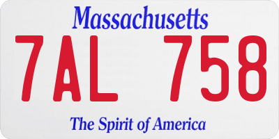 MA license plate 7AL758