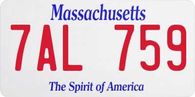 MA license plate 7AL759