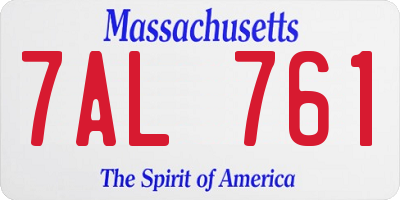 MA license plate 7AL761