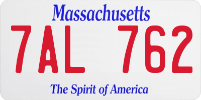 MA license plate 7AL762
