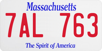 MA license plate 7AL763