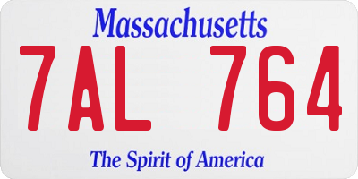 MA license plate 7AL764