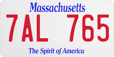 MA license plate 7AL765