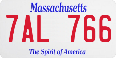 MA license plate 7AL766