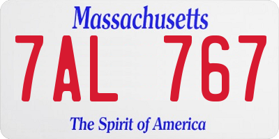 MA license plate 7AL767