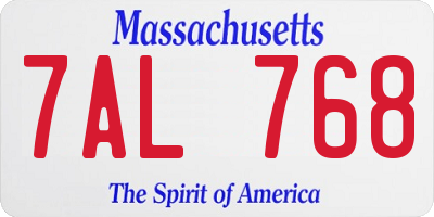 MA license plate 7AL768