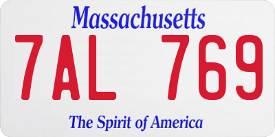 MA license plate 7AL769