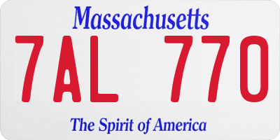 MA license plate 7AL770