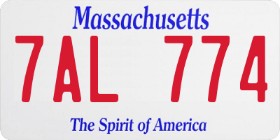 MA license plate 7AL774