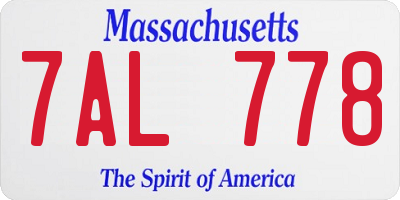 MA license plate 7AL778