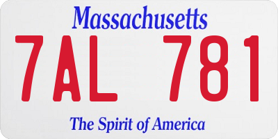 MA license plate 7AL781