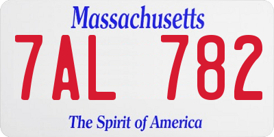 MA license plate 7AL782