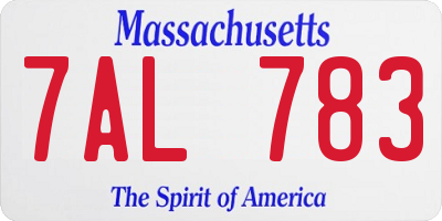 MA license plate 7AL783