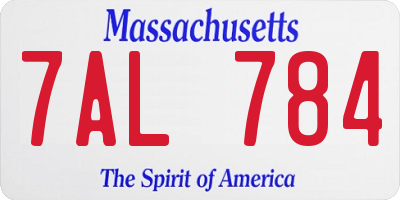 MA license plate 7AL784