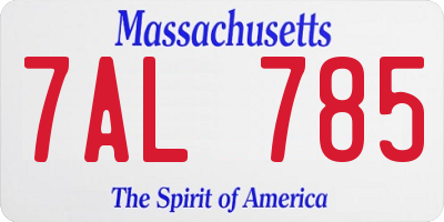 MA license plate 7AL785
