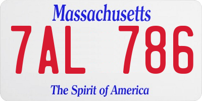 MA license plate 7AL786