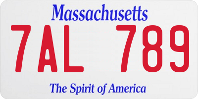 MA license plate 7AL789
