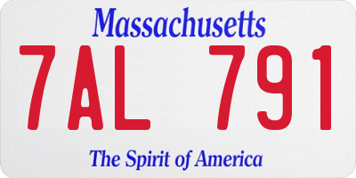 MA license plate 7AL791