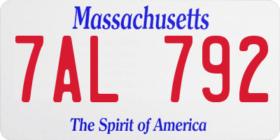 MA license plate 7AL792