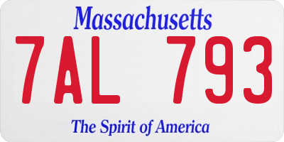 MA license plate 7AL793