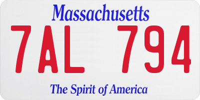 MA license plate 7AL794