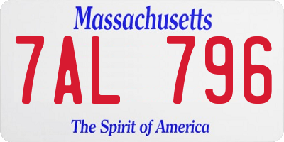 MA license plate 7AL796