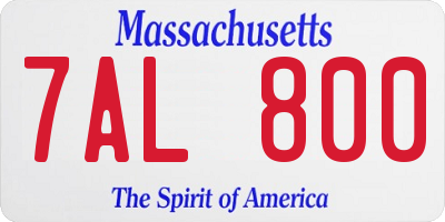 MA license plate 7AL800