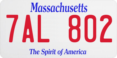 MA license plate 7AL802