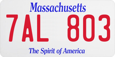 MA license plate 7AL803